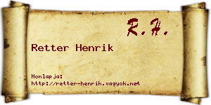 Retter Henrik névjegykártya
